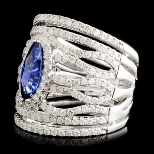 1.45ct Sapphire & 1.67ctw Diam Ring in 18K Gold