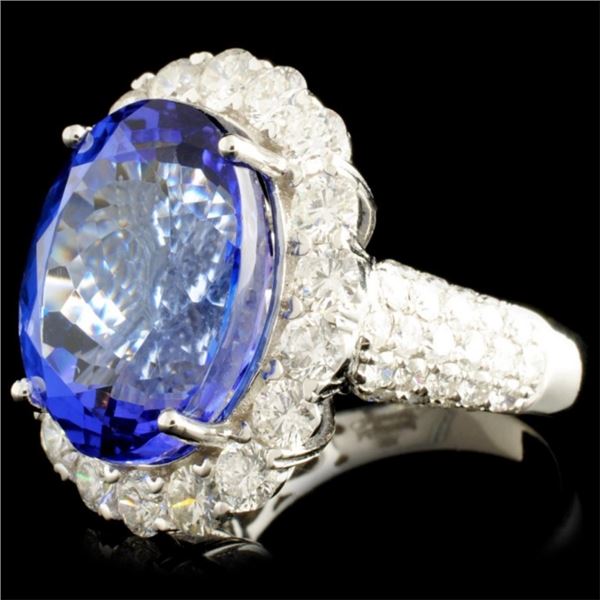 18K Gold Ring: 16.11ct Tanzanite & 3.06ctw Diam