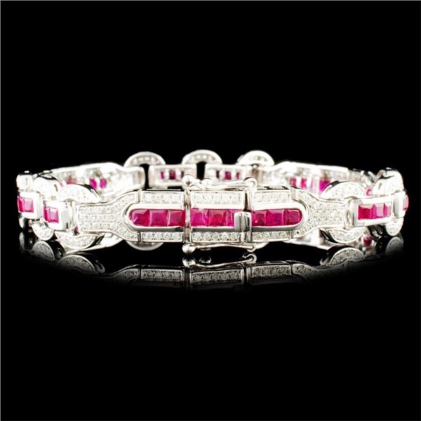 5.12ct Ruby & 1.30ctw Diamond Bracelet in 14K Gold