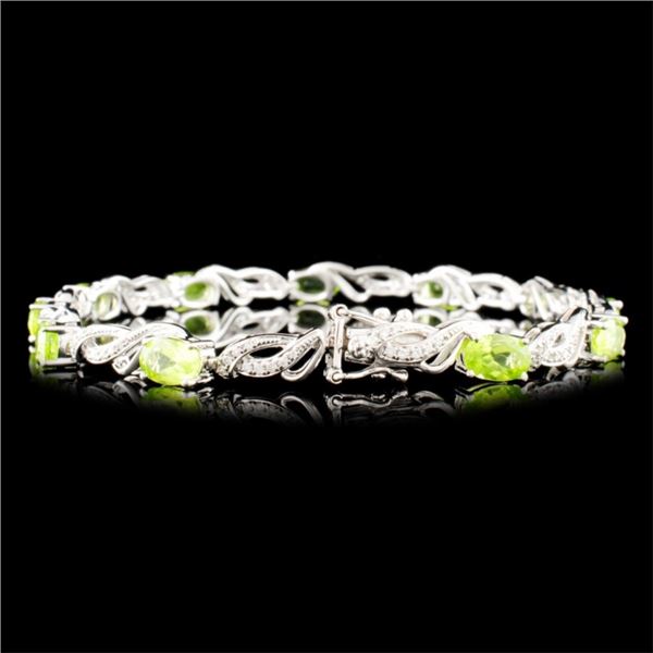 5.41ct Peridot & 0.32ctw Diam Bracelet in 14K Gold