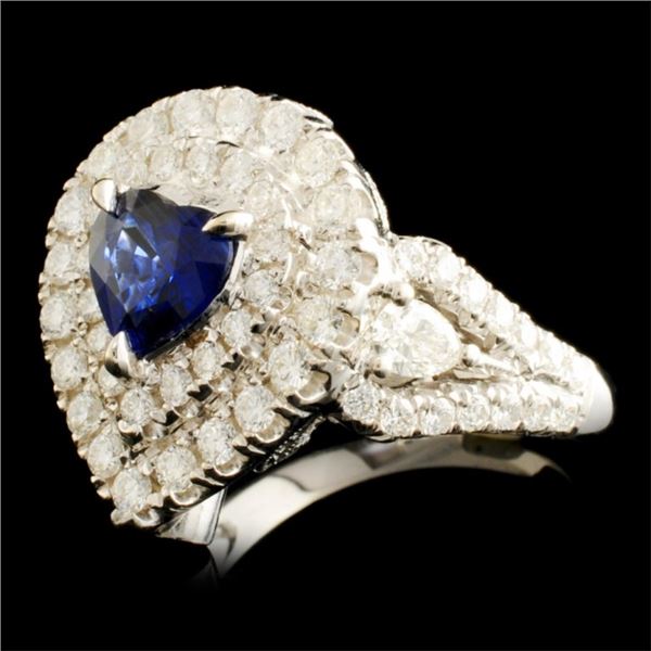 0.85ct Sapphire & 1.43ctw Diam Ring in 18K Gold