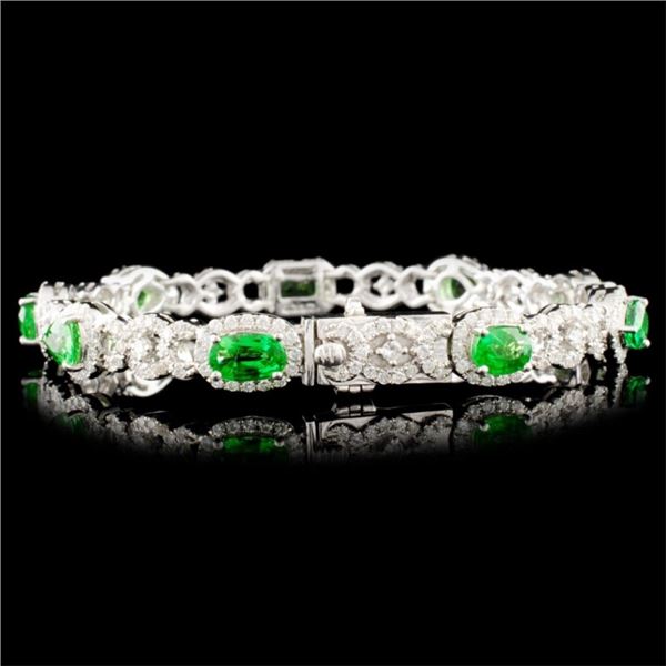 6.47ct Tsavorite & 2.35ctw Diam Bracelet in 18K Go