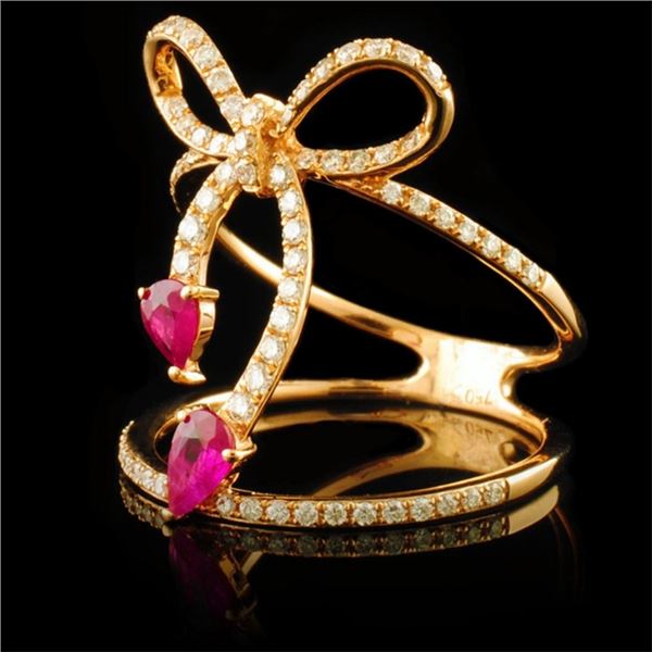 0.44ct Ruby & 0.41ctw Diam Ring in 14k White Gold