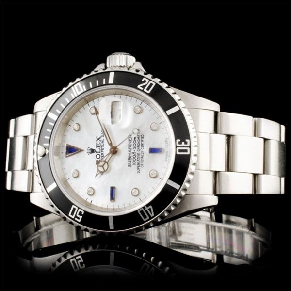 Diamond 40mm Rolex Submariner Watch SS