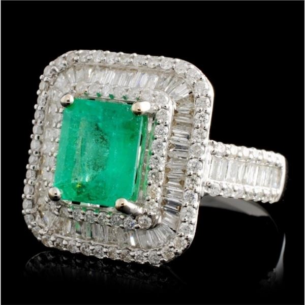 1.69ct Emerald & 1.35ctw Diamond Ring in 18K WG