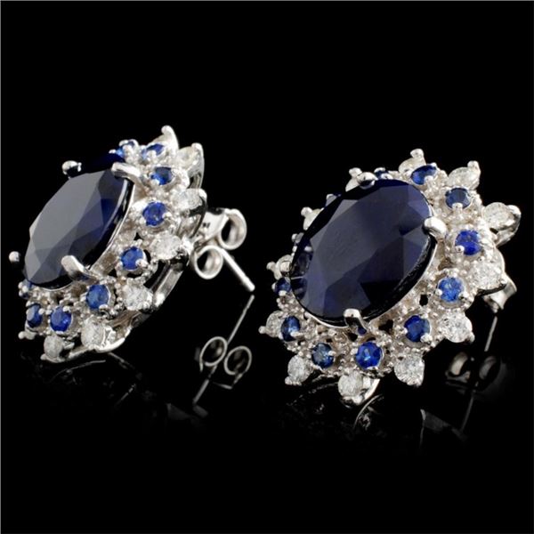 8.00ct Sapphire & 0.50ctw Diam Earrings in 14K Gol