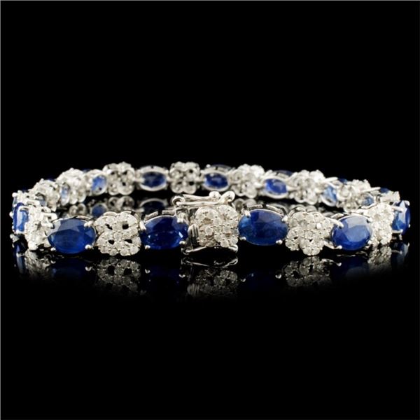 14K Gold Bracelet 14.05ct Sapphire & 1.74ctw Diam