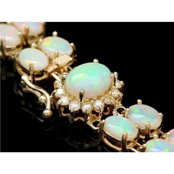 14ct Opal & 0.50ct Diamond Bracelet in 14k Gold
