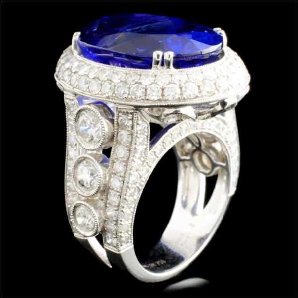 17.41ct Tanzanite & 3.68ctw Diam Ring in 18K Gold