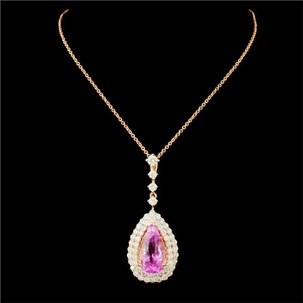 6.62ct Kunzite & 1.69ctw Diam Pendant 14K Gold