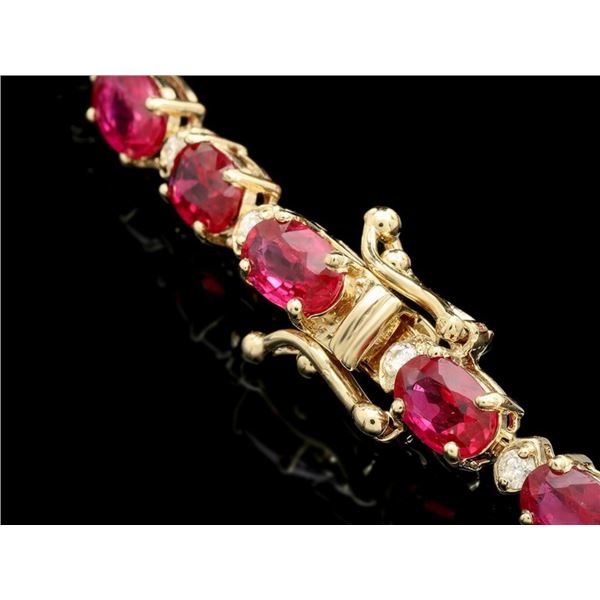 Ruby & diamond bracelet, 17ct & 0.70ct 14k gold