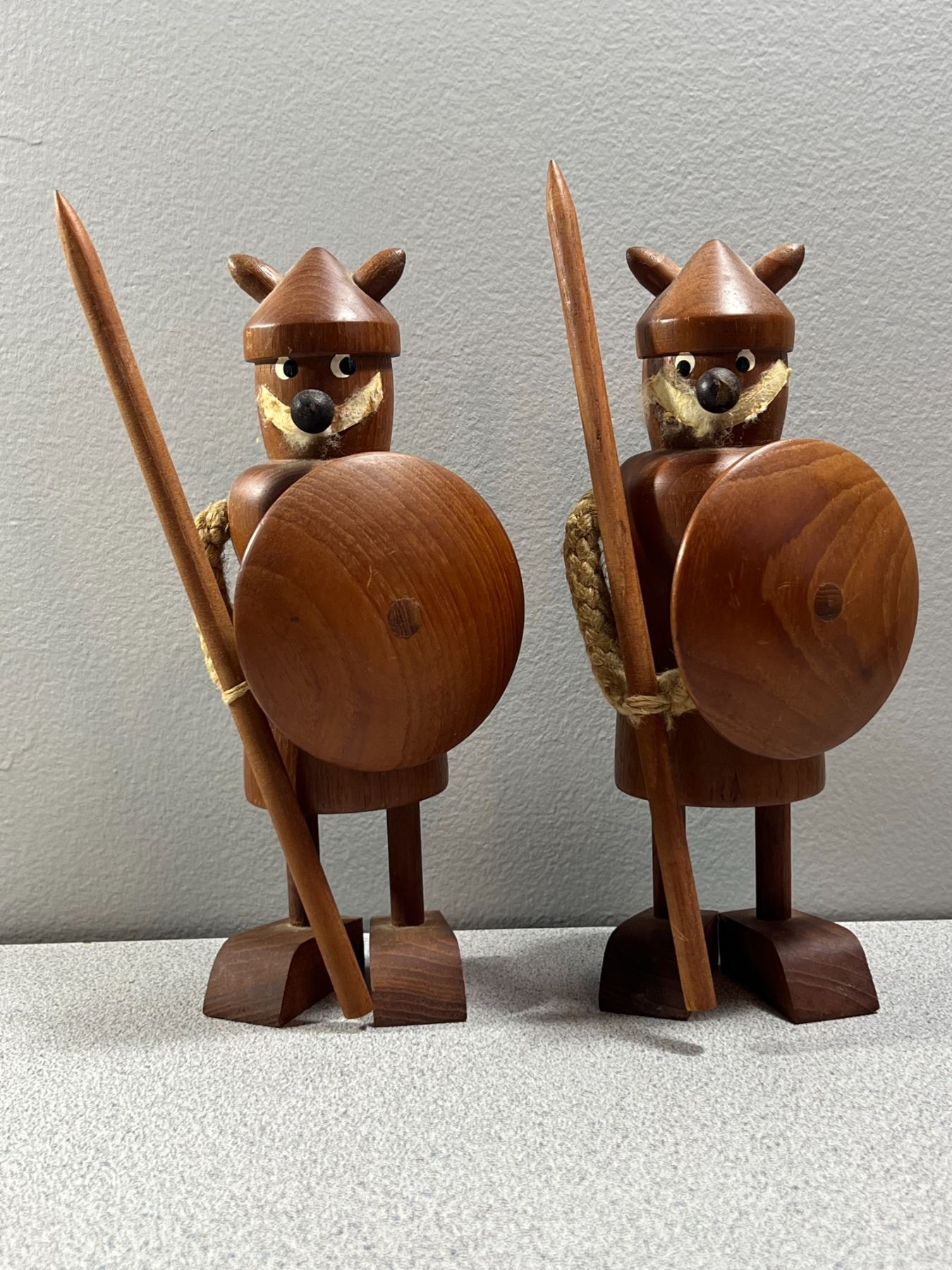 Mid Century Wood Carved / Rope Viking Sculptures - NICE, approx: 9 ...