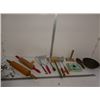 Vintage cooking untensils, rolling pins, cookie