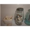 Image 2 : Glass pitcher, vintage jars and bottle