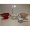Image 1 : 3 Enamel Kolanders and 1 Enamel Saucepan