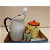 Image 2 : Enamel Ware: Jug, Lidded Bucket, Soapdish