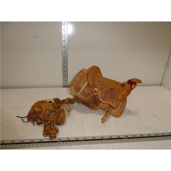 2- Mini Leather Saddles