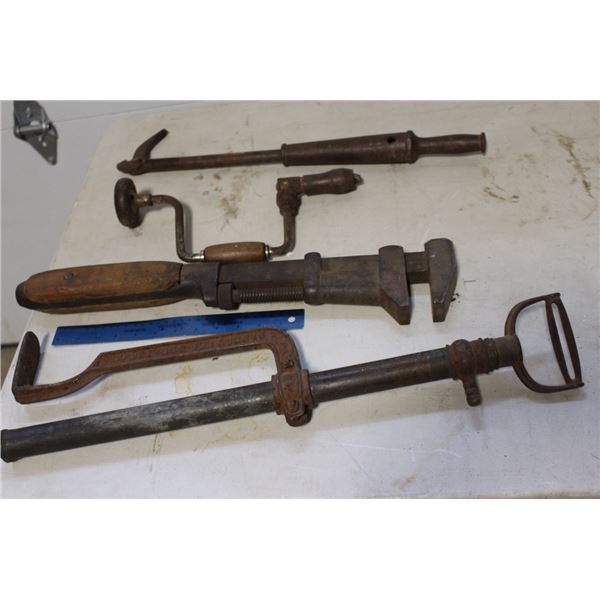 Antique Tools, Drill, Wrench, Pump etc.