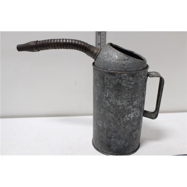 Antique Galvanzied Oil Can with Spout