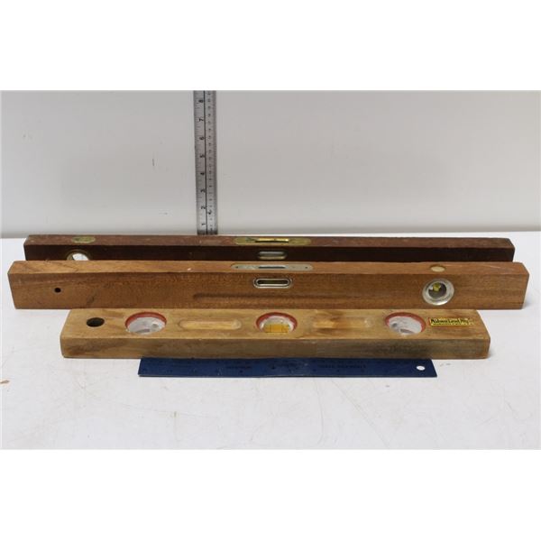 3 Antique Wooden Levels