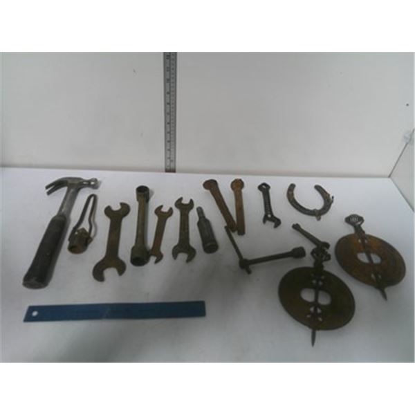 Misc. Antique Tools, Wrenches, Hammer,