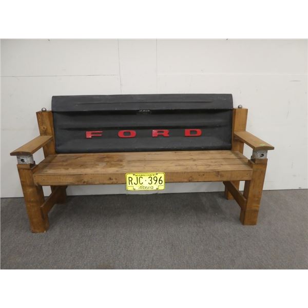 Folk Art Handmade Wooden Truck Tail Gate Bench