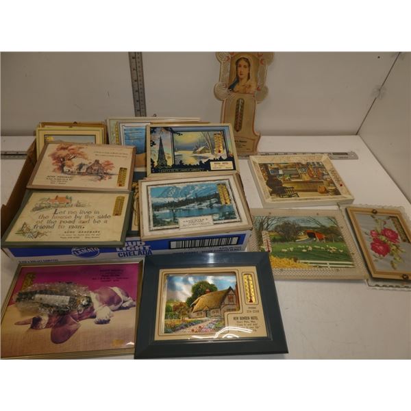 Misc. Antique Thermometers on Advertising Prints
