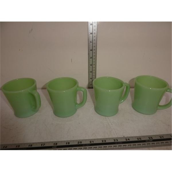 4 Jadeite  glass mugs