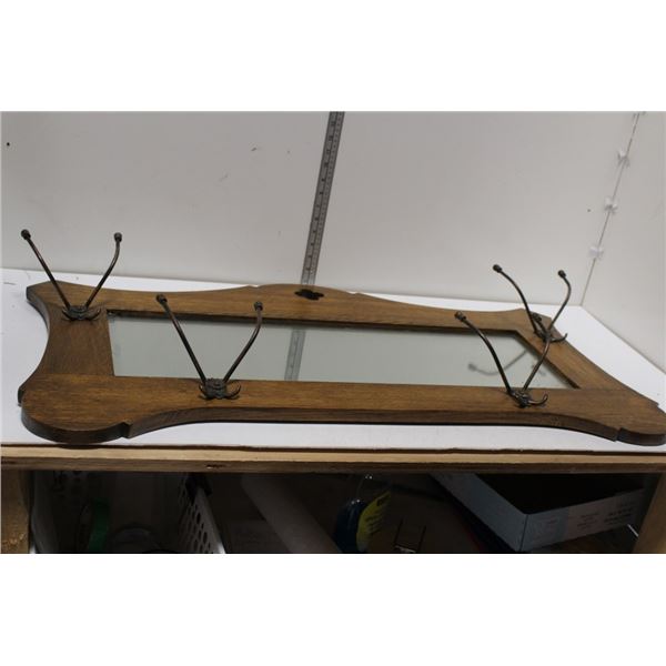 Antique Coat Rack with Mirror