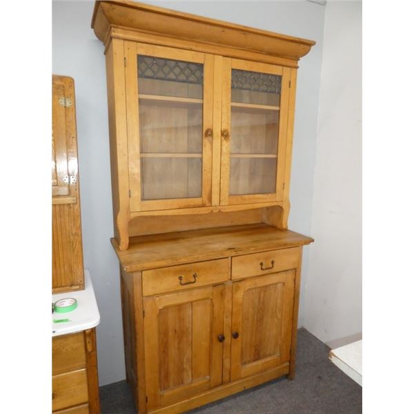 Antique Tall China Cabinet with Cupboard