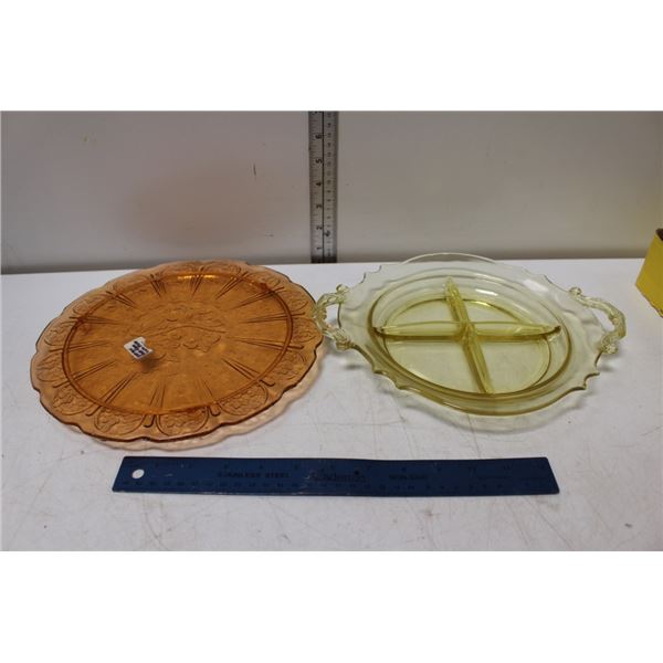 Yellow and Amber Glass Serving Platters