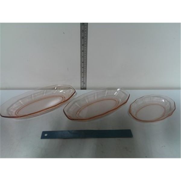 3 Depression Oval Glass Serving Dishes