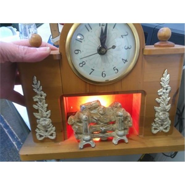 Vintage Electric Clock, Fireplace Light