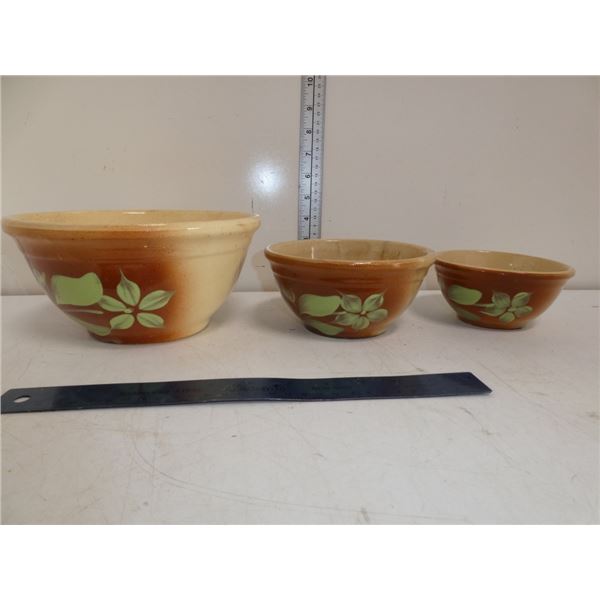 3 U.S.A Stoneware Mixing Bowls