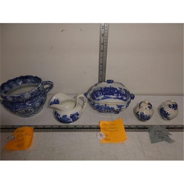 Antique "Blue Flow" china dishes