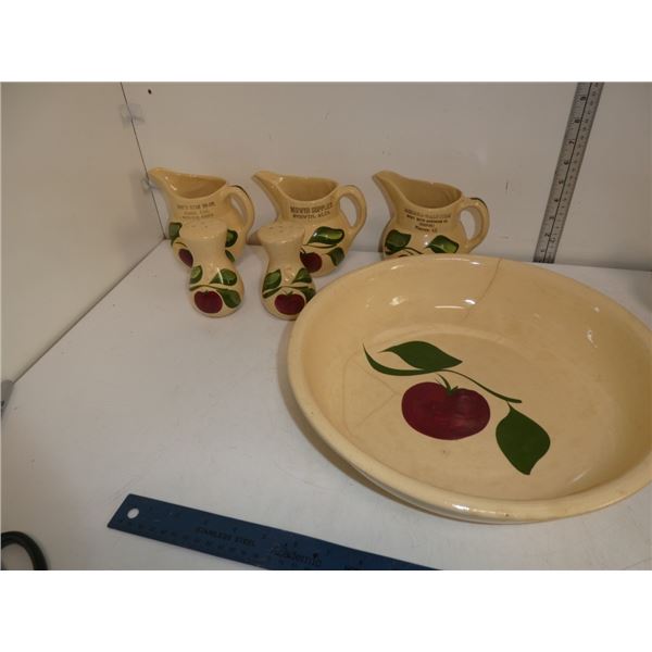 Stoneware, Spagetti Bowl, 3 Jugs and Salt and Pepr