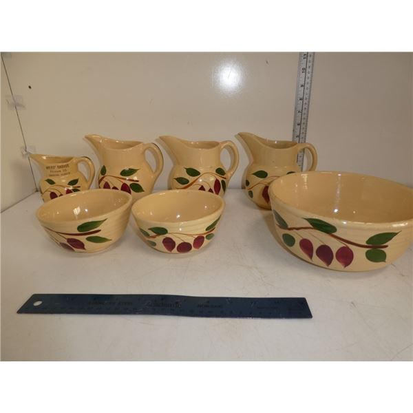 Vintage Stoneware, 4 Jugs and 3 Serving Bowls