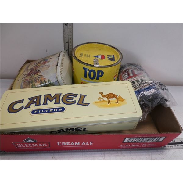 Misc. Vintage Tins: Camel Filters, Top Cigarette,