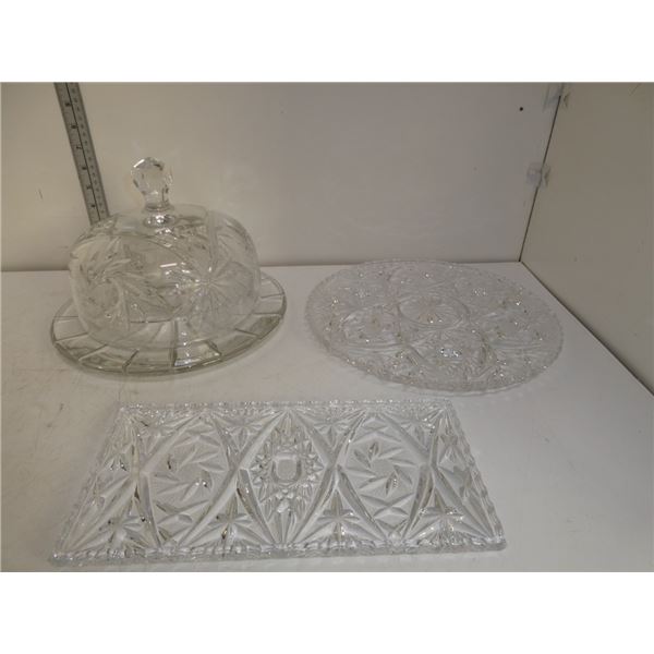 Heavy Chrystal Serving Platters and Covered