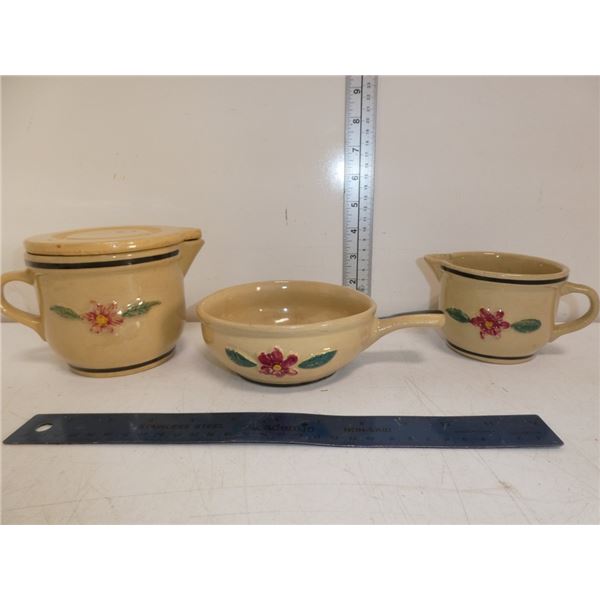 Watt Ware Lidded Jug, Bowl and Creamer