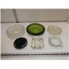 5 Glass Ashtrays, 1 Green Glass, 1 Four Queens