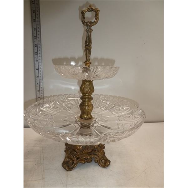 Vintage 2-tiered, Footed Serving Trays
