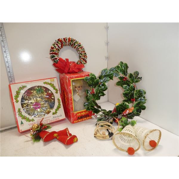 Vintage Christmas Decor, Musical Angel, Tree