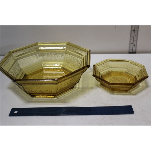 Vintge Yellow Glass Serving Bowls
