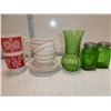 Green Glass Salt and Pepper Shaker,