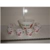 Vintage Fireking egg nog bowl and 8 mugs