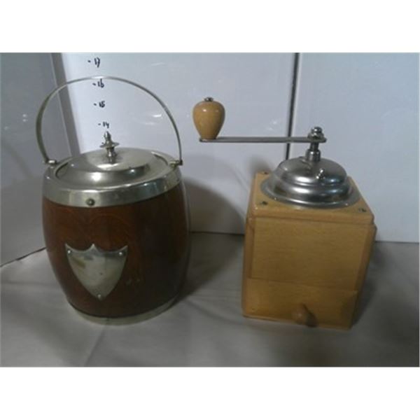 Vintage Ice Bucket and Coffee Bean Grinder