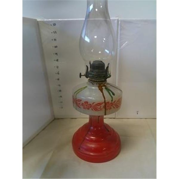 Antique Oil Lamp, Red Base