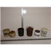 Vintage stoneware cheese crocks, mustard jar,