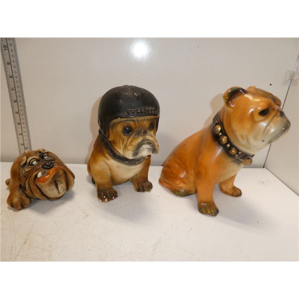 3 Chalkware Dog Statues